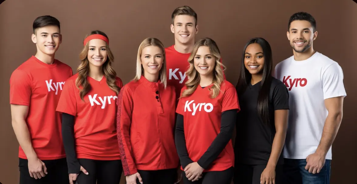 Miembros del equipo Kyro con camisetas de Kyro