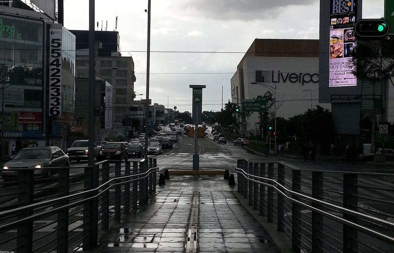 Mexico City rainy season street scene
