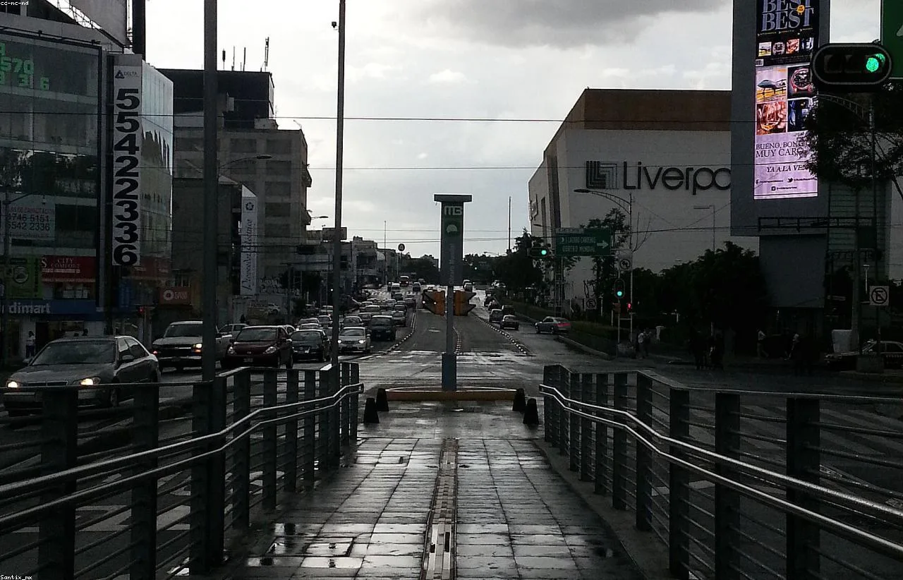Mexico City rainy season street scene