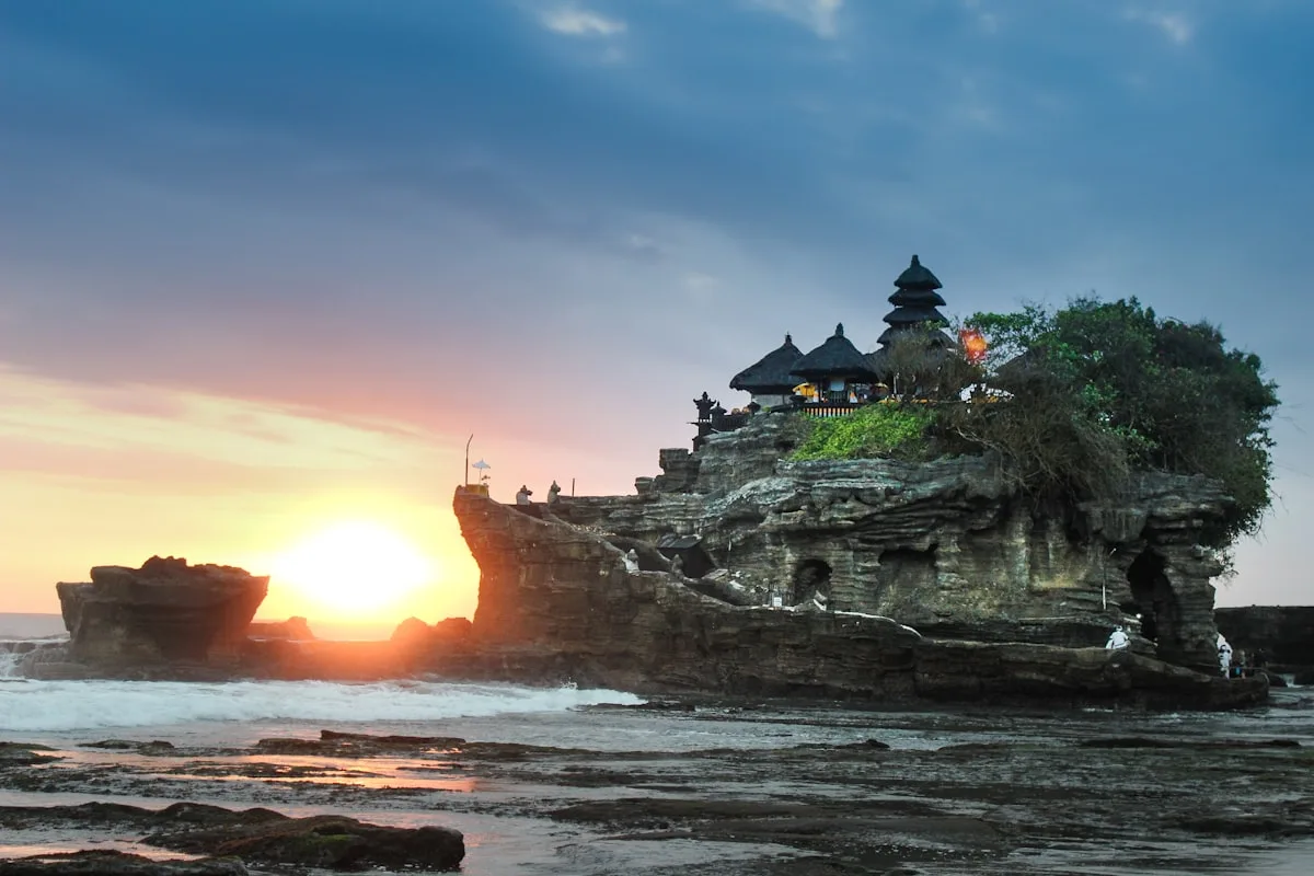 Seminyak beach clubs and sunset sky in Bali